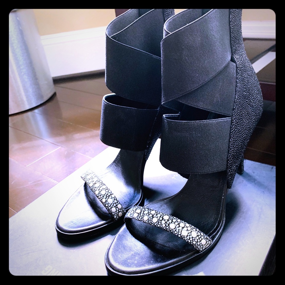 Helmut Lang Sandal Heels with Lizard Straps